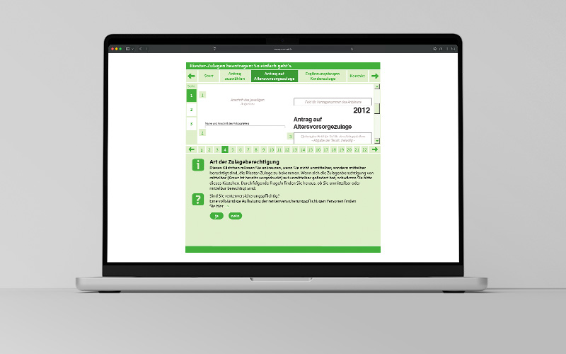 Web-App Riesterzulage für Provinzial